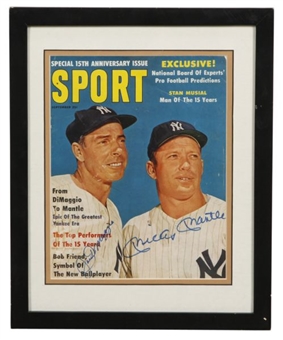 Mickey Mantle and Joe DiMaggio Dual Signed Original Sport Magazine Cover